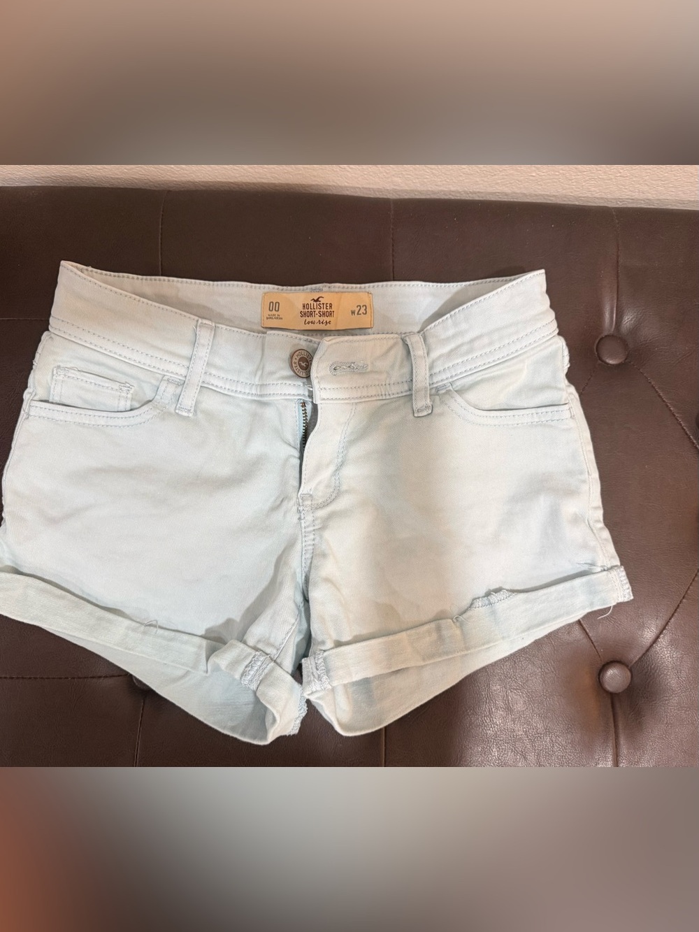 Hollister Pale Blue Cuffed Denim Short-Shorts